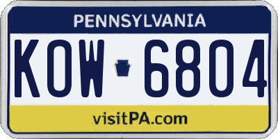 PA license plate KOW6804