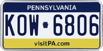 PA license plate KOW6806