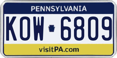 PA license plate KOW6809