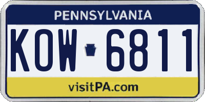 PA license plate KOW6811