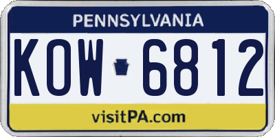 PA license plate KOW6812