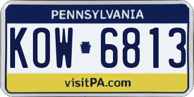 PA license plate KOW6813