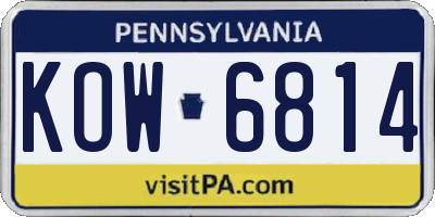 PA license plate KOW6814
