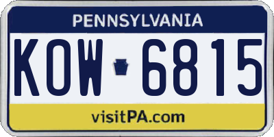 PA license plate KOW6815