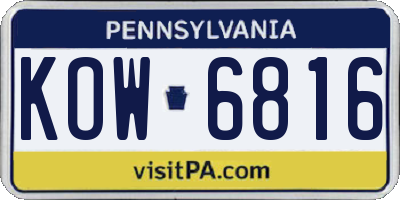 PA license plate KOW6816