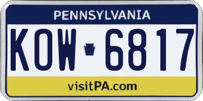PA license plate KOW6817