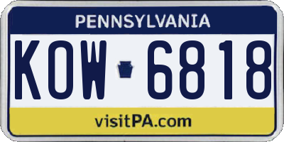 PA license plate KOW6818