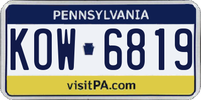PA license plate KOW6819