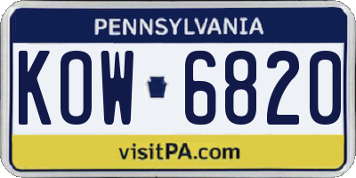 PA license plate KOW6820
