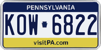 PA license plate KOW6822