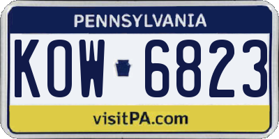 PA license plate KOW6823