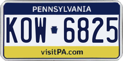 PA license plate KOW6825