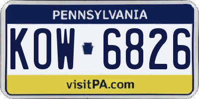 PA license plate KOW6826