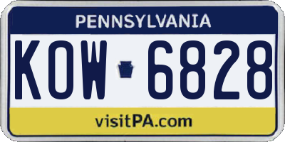 PA license plate KOW6828