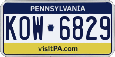 PA license plate KOW6829