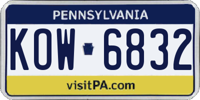 PA license plate KOW6832