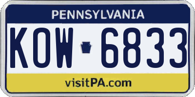 PA license plate KOW6833