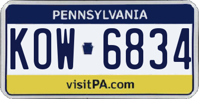 PA license plate KOW6834