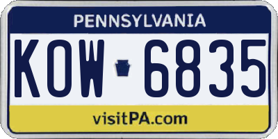 PA license plate KOW6835