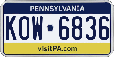PA license plate KOW6836
