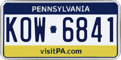 PA license plate KOW6841