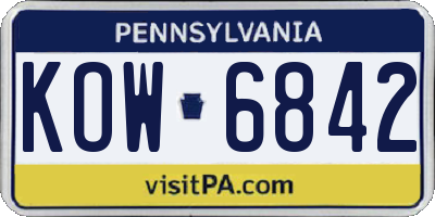 PA license plate KOW6842