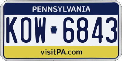 PA license plate KOW6843