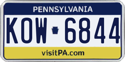 PA license plate KOW6844