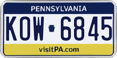 PA license plate KOW6845
