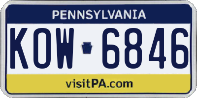PA license plate KOW6846