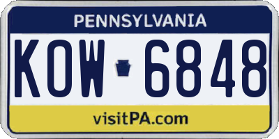 PA license plate KOW6848