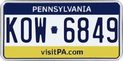 PA license plate KOW6849