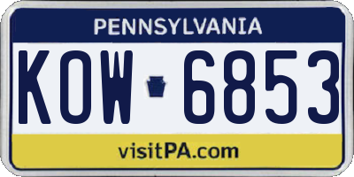 PA license plate KOW6853