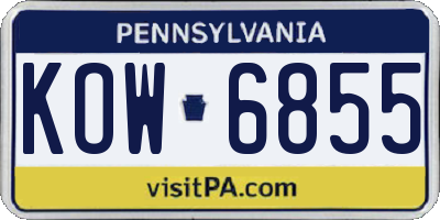 PA license plate KOW6855