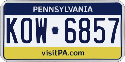 PA license plate KOW6857