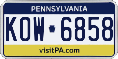 PA license plate KOW6858