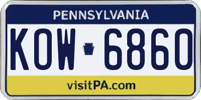 PA license plate KOW6860