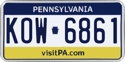 PA license plate KOW6861