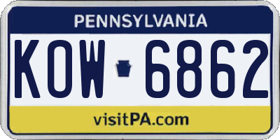 PA license plate KOW6862