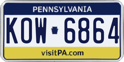 PA license plate KOW6864
