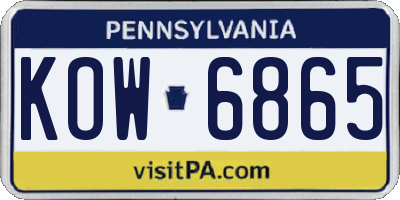 PA license plate KOW6865
