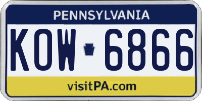 PA license plate KOW6866