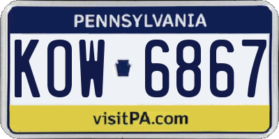PA license plate KOW6867
