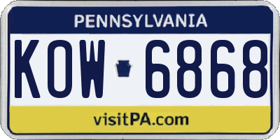 PA license plate KOW6868