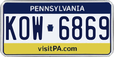 PA license plate KOW6869