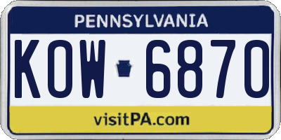 PA license plate KOW6870