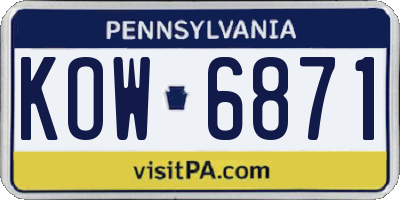 PA license plate KOW6871