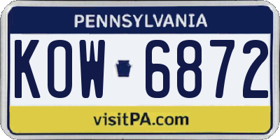 PA license plate KOW6872