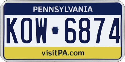 PA license plate KOW6874
