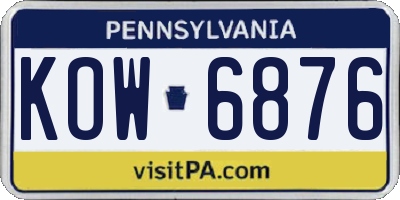 PA license plate KOW6876